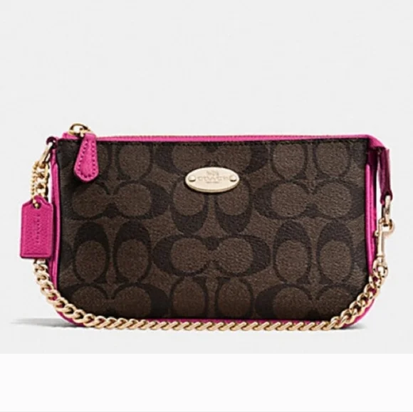 Coach Signature Brown & Pink Mini Bag/Wristlet, EUC - 2015 - Picture 1 of 12
